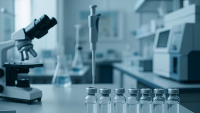Laboratorium farmaceutyczne — ilustracja do artykułu o rejestracji terapii psylocybinowej przez FDA